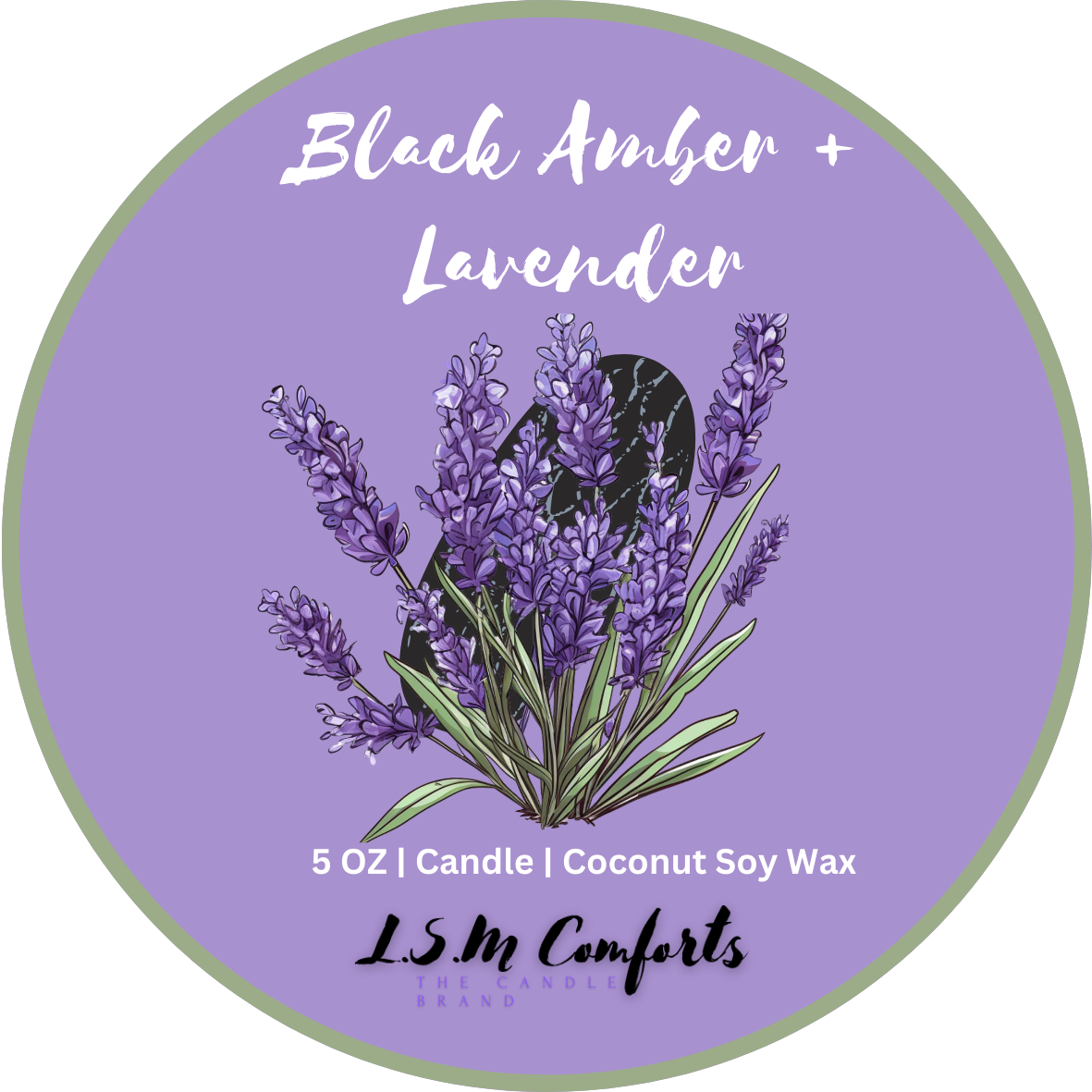 Black Amber & Lavender Scented Candle