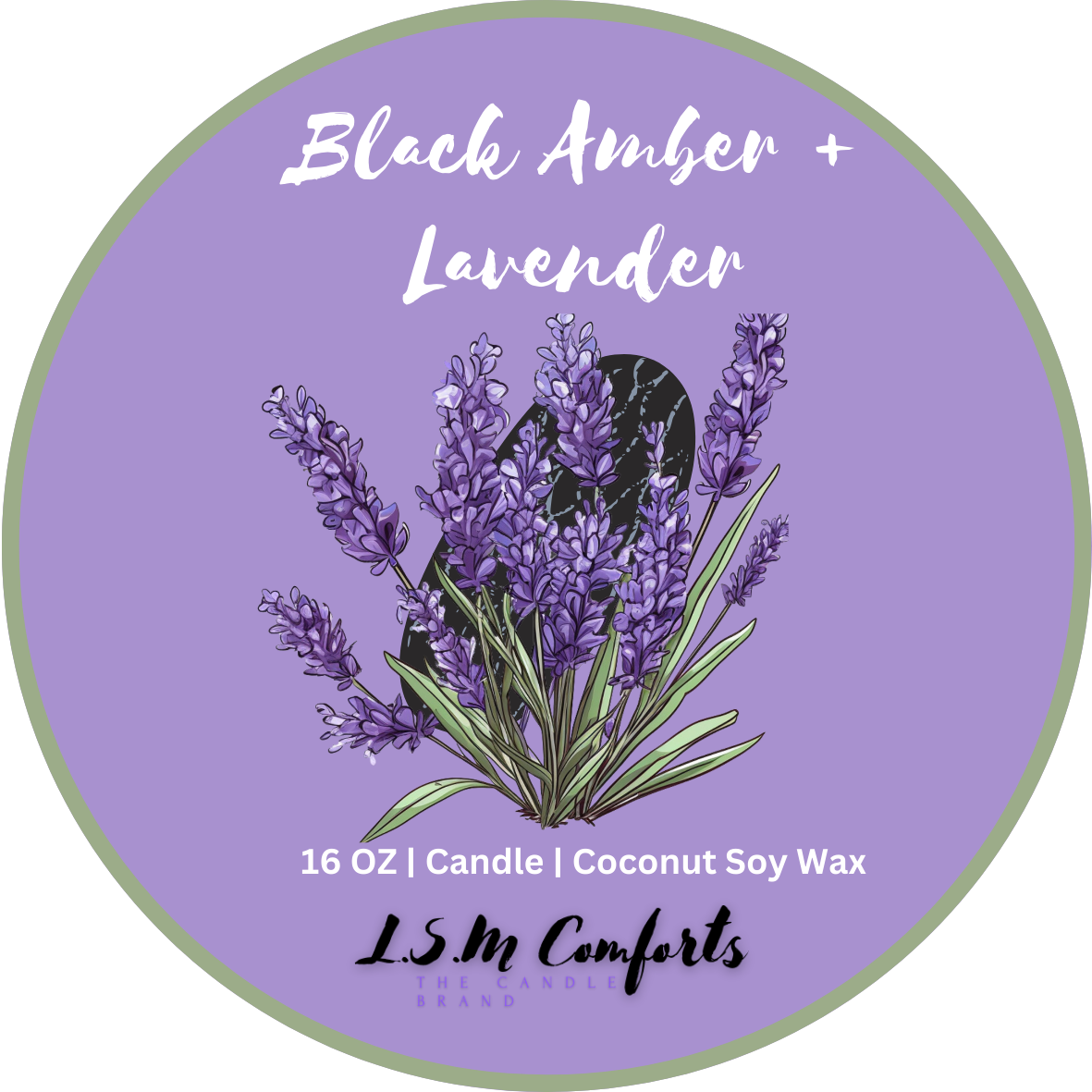 Luxe Black Amber & Lavender Scented Candle